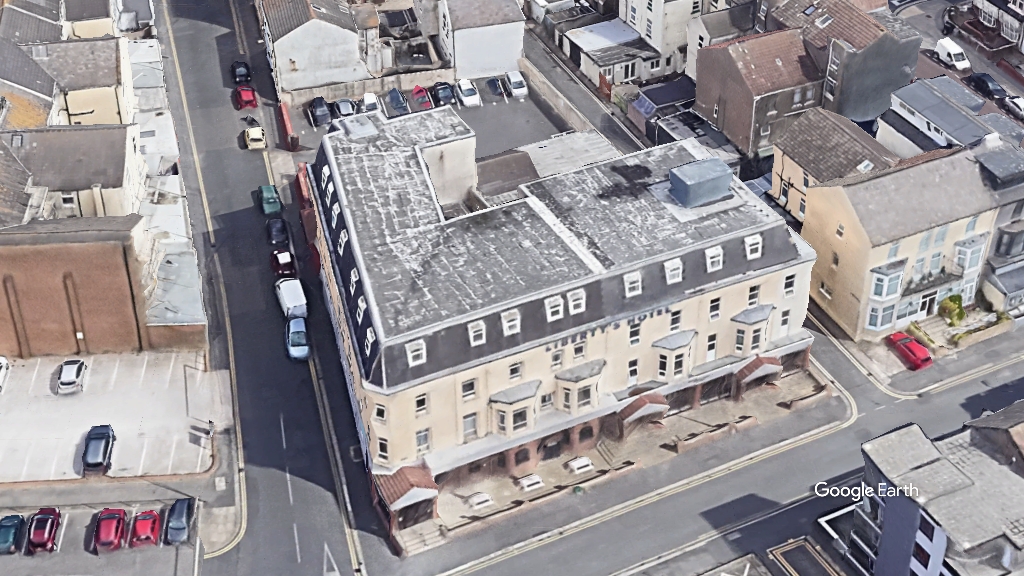 Liberty's hotel Blackpool, c Google Earth snapshot
